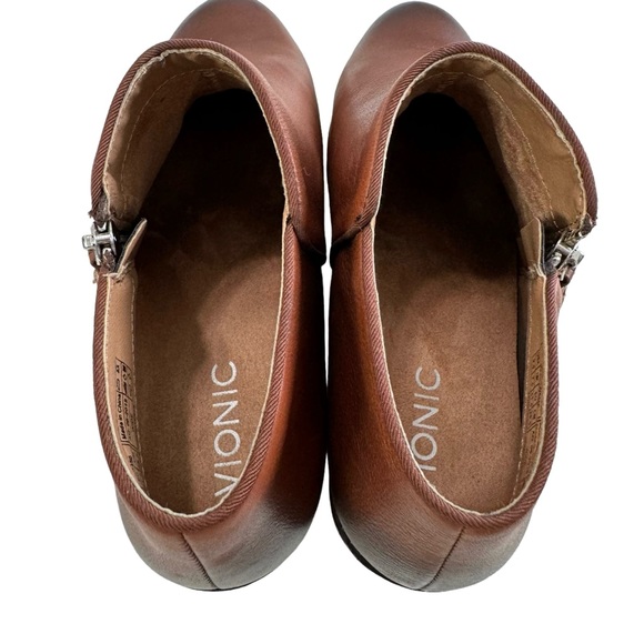 Vionic Jolene Brown Leather Blocked Heel Ankle Booties in Mocha Size 9.5 - Picture 9 of 16
